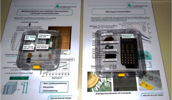 Beispiele von Multilagen-Bauelementen auf Basis intelligenter keramischer Funktionsmaterialien.