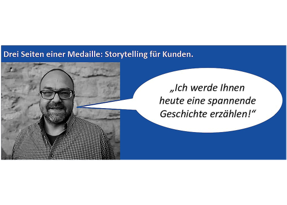 Das Bild zeigt ein Foto des Referenten Prof. Dr. Alexander Magerhans sowie eine Sprechblase, die von ihm ausgeht und in der zu lesen ist: „Ich werde Ihnen heute eine spannende Geschichte erzählen!“