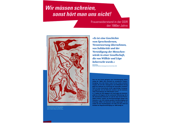 Plakat 1 der Ausstellung „Frauenwiderstand in der DDR der 1980er Jahre“