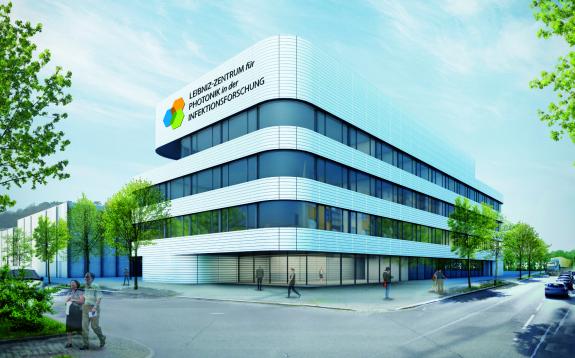 Modell des geplanten LPI-Gebäudes auf dem Gelände des Universitätsklinikums Jena