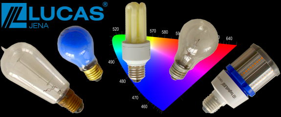 Verschiedene Leuchtmittel wie Glühbirne, Energiesparlampe oder Led emittieren ein charakteristisches Lichtspektrum