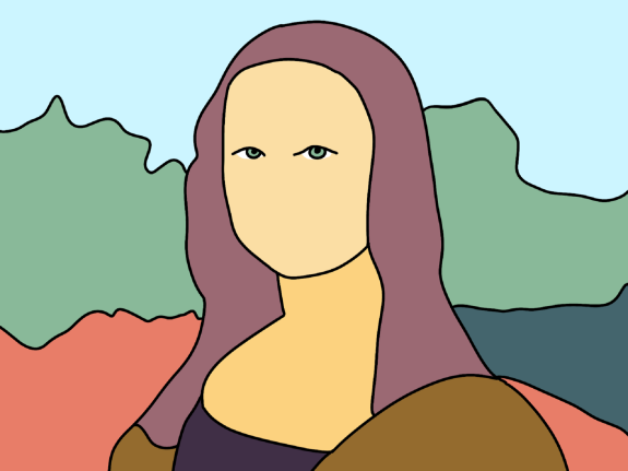 grobe Zeichnung eines Gesichts ohne Nase und Mund