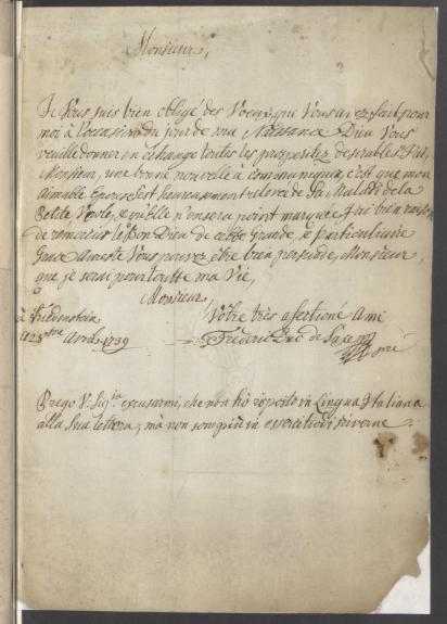 Brief von Friedrich III. von Sachsen-Gotha-Altenburg an Friedrich Ernst Schenck