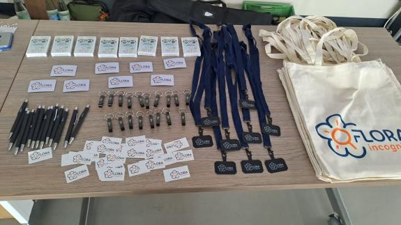 Giveaways from Flora Incognita on a table